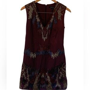 French Connection Deep Purple Dress with Silver Accents